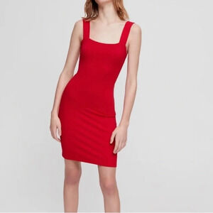 Wilfred Free "NEW" Evie Lillooet Red Sleeveless Square Neck Mini Dress Size L